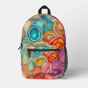 Colourful Agate Geode Gemstone (4) Printed Backpack