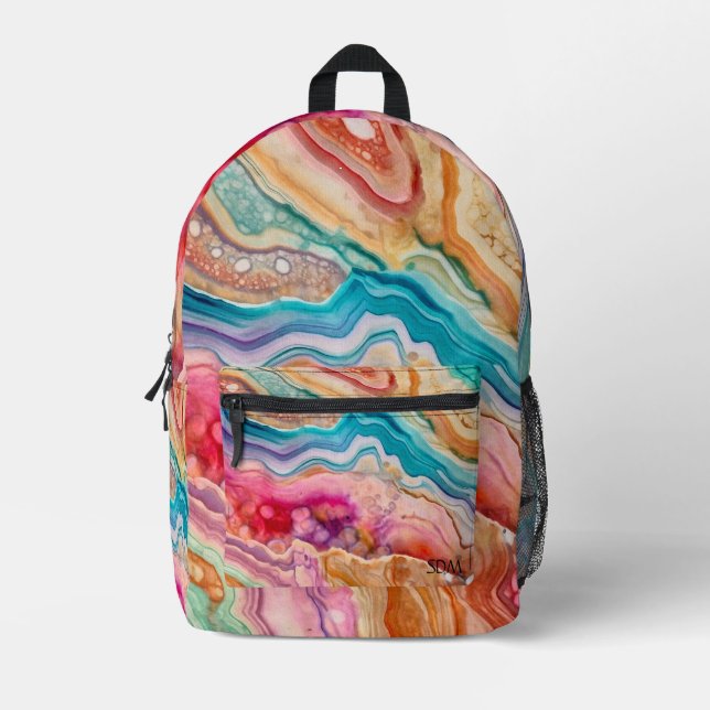 Colourful Agate Geode Gemstone (8) Printed Backpack (Front)