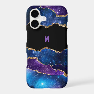 Colourful Agate Look with Gold Glitter Monogrammed