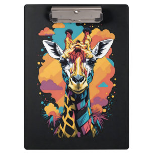 Colourful Ai Generated Giraffe Clipboard
