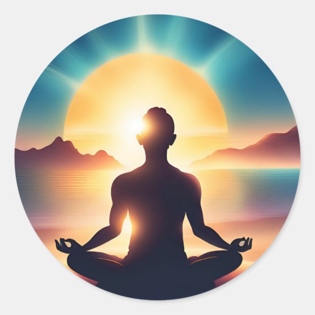 Colourful Ai Motivational Yoga Meditation Breathe Classic Round Sticker (Front)