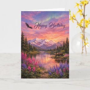 Colourful Alaska Landscape Birthday Card