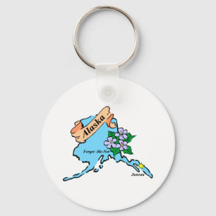Colourful Alaska Map Tees and Gifts Key Ring