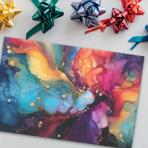 Colourful Alcohol Ink Art Fluid painting Tissue Paper