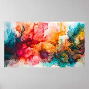 Colourful alcohol ink background poster