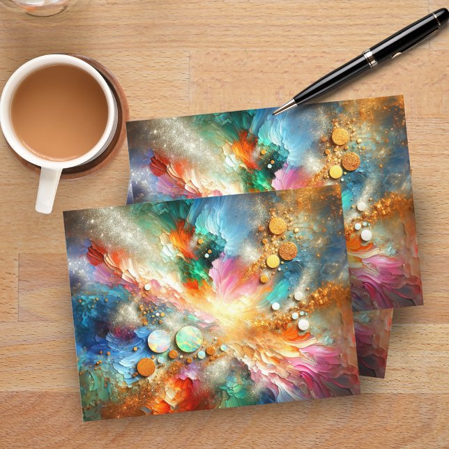 Colourful Alcohol Ink Opal Abstract Art Postcard (A postcard to send to family and friends with a unique abstract art. )