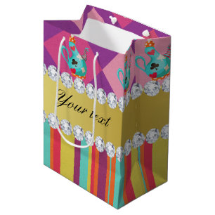 Colourful Alice in Wonderland and Stripes Medium Gift Bag