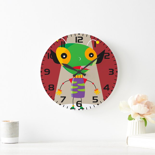 Colourful Alien Ant in Spotlight Quirky Sci-Fi  Large Clock (Creator Uploaded)