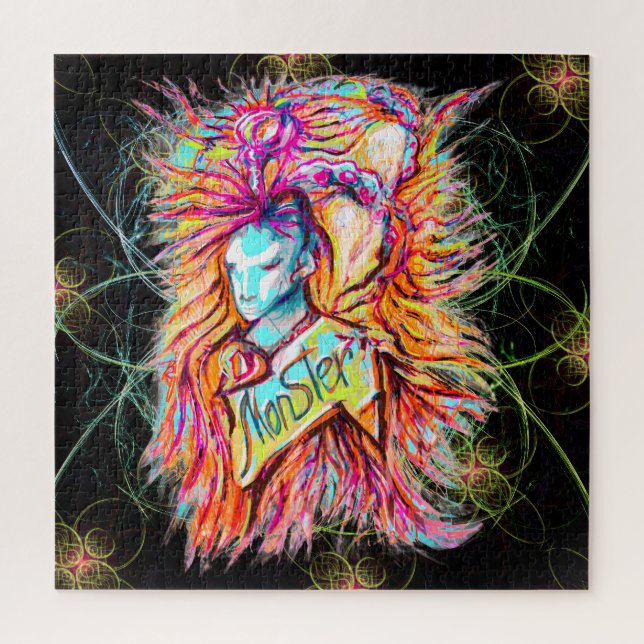 Colourful Alien Monster Art Pen Drawing Fantasy Jigsaw Puzzle (Vertical)