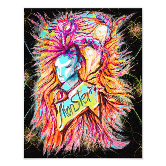 Colourful Alien Monster Art Pen Drawing Fantasy Photo Print (Front)