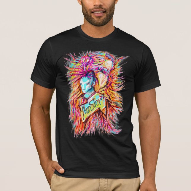 Colourful Alien Monster Art Pen Drawing T-Shirt (Front)
