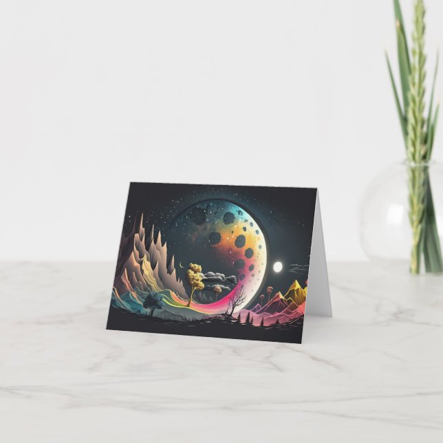 Colourful Alien planet Thank You Card (Front)