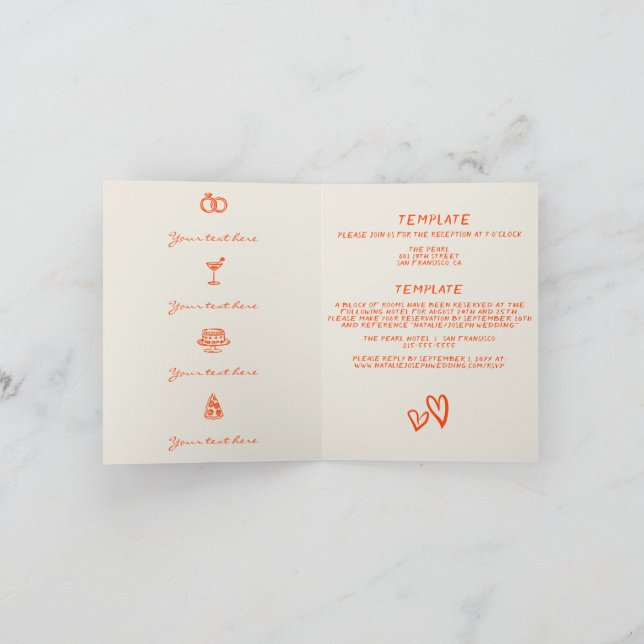 Colourful  All in one Wedding Folded Invitation (Inside)