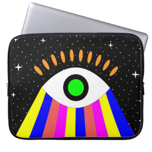 Colourful all seeing eye flat design with stars an laptop sleeve