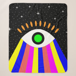 Colourful all seeing eye flat design with stars an sherpa blanket