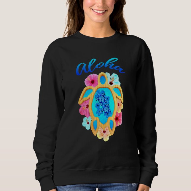 Colourful Aloha Hawaii Vacation Sea Turtle Sweatshirt (Front)