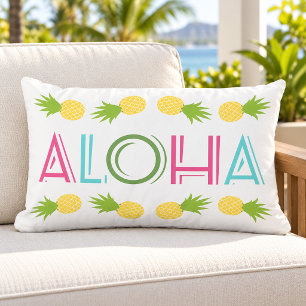Colourful Aloha Pineapple Tropical Lumbar Cushion