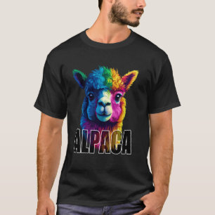 Colourful Alpaca Face Animal Lover Men Women Kids  T-Shirt