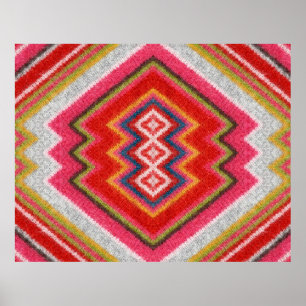 Colourful alpaca mohair sweater ornament closeup. poster
