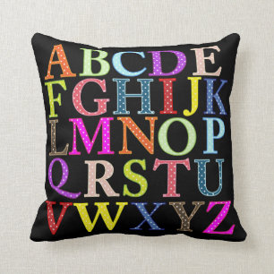 Colourful alphabet and numbers throw pillow