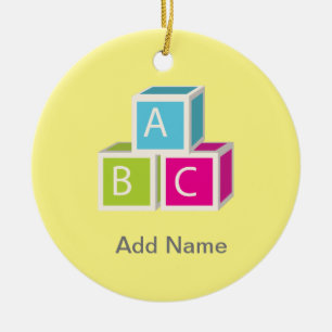Colourful Alphabet blocks Ceramic Tree Decoration