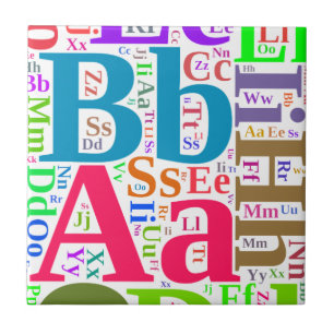 Colourful alphabet ceramic tile