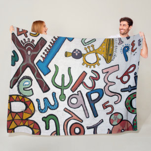 Colourful Alphabet Fleece Blanket