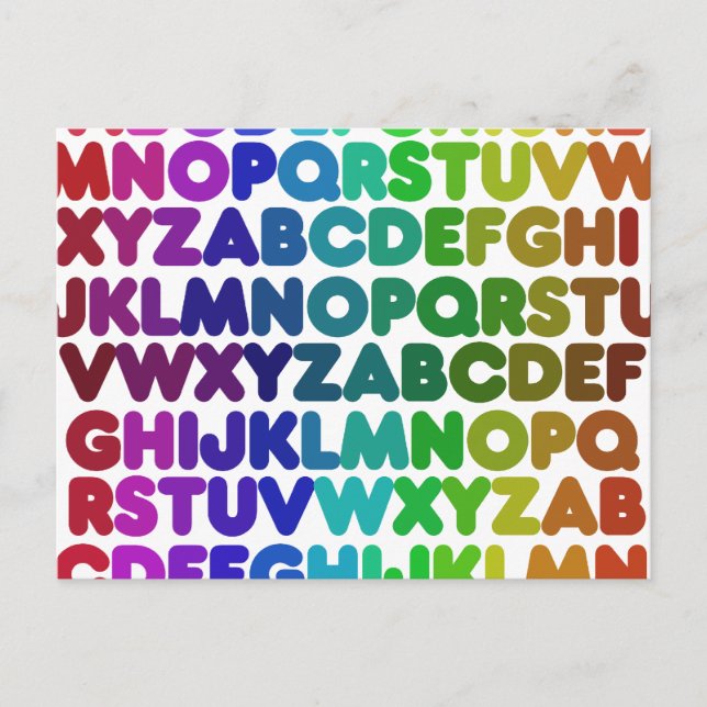 Colourful Alphabet for a TEACHER Postcard (Front)
