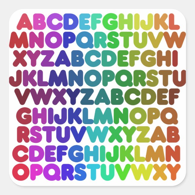Colourful Alphabet for a TEACHER Square Sticker (Front)