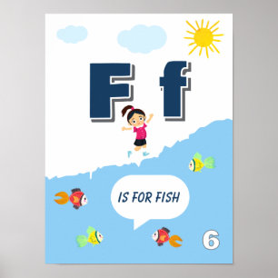 Colourful Alphabet Learning Poster Letter F