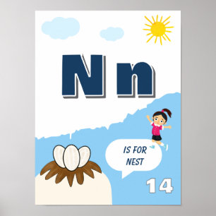 Colourful Alphabet Learning Poster Letter N