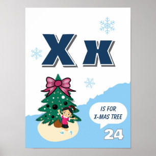 Colourful Alphabet Learning Poster Letter X