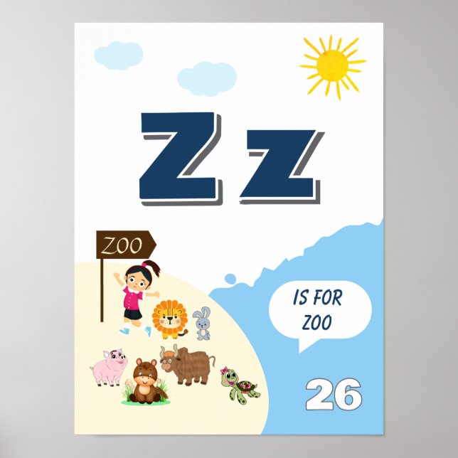 Colourful Alphabet Learning Poster Letter Z (Front)