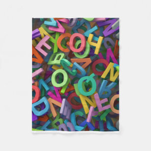 Colourful Alphabet Letters Typography Playful Lear Fleece Blanket