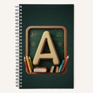 🎒 Colourful Alphabet Monogram Back To School Kids Notebook