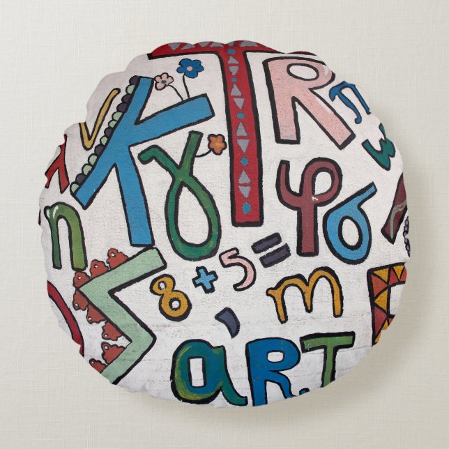 Colourful Alphabet Round Pillow (Front)