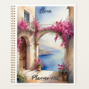 Colourful Amalfi Coast View Bougainvillea Planner