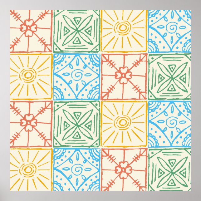 Colourful Amalfi style tile seamless pattern Poster (Front)
