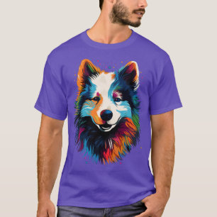 Colourful American Eskimo Dog Art Puppy Face T-Shirt
