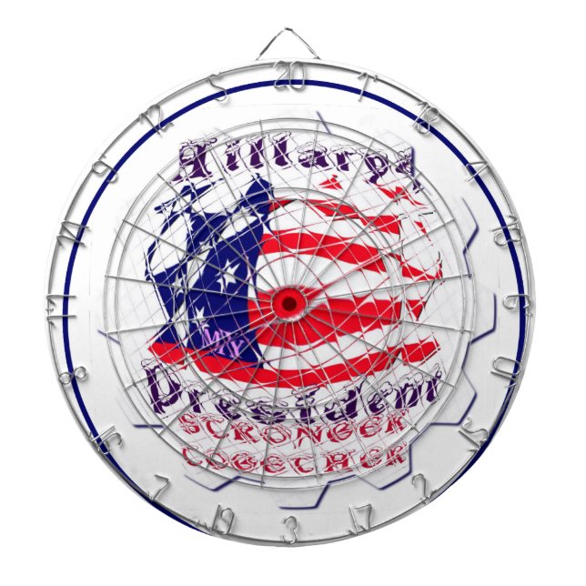 Colourful American Flag Colours Hillary for USA Pr Dartboard (Front)