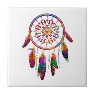 Colourful American Indian Dreamcatcher Ceramic Tile