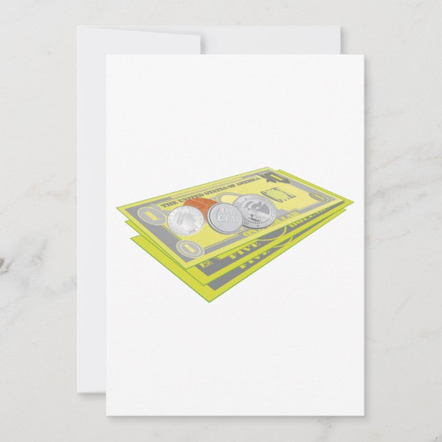 Colourful American Money Cash and Coins  Invitation (Front)