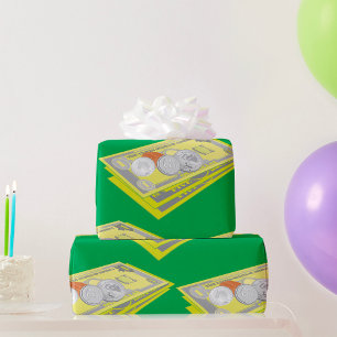 Colourful American Money Cash and Coins  Wrapping Paper