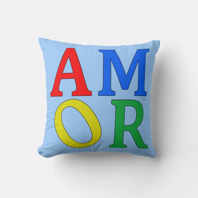 Colourful AMOR Pillow LOVE in Spanish (Front)
