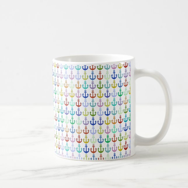 colourful anchor pattern navy design coffee mug (Right)