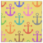 Colourful Anchor Pattern Retro Nautical Fabric