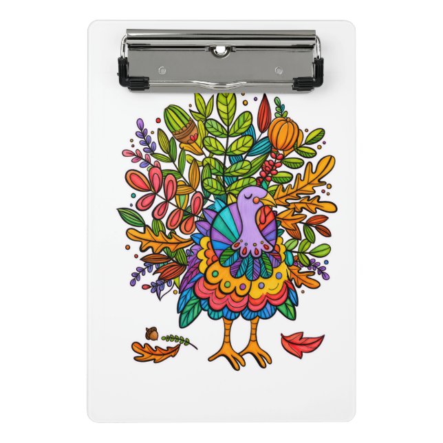 Colourful and amazing funny turkey styled mini clipboard (Front)