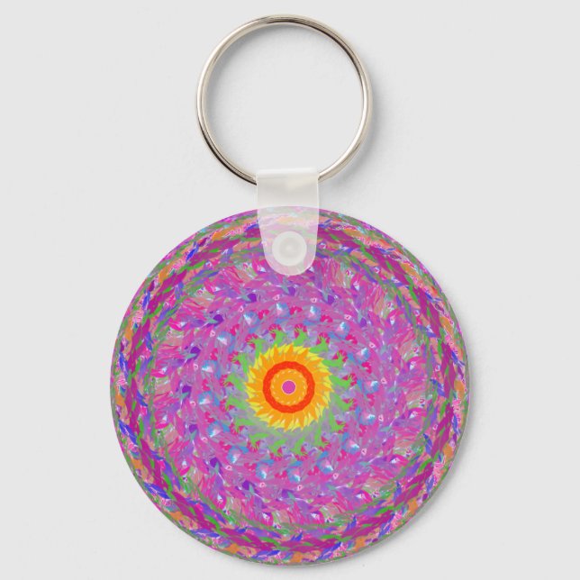 Colourful and Artsy Web of Dreams Key Ring (Front)