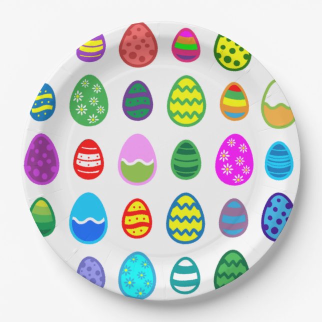 Colourful and beautiful Easter egg pattern Paper Plate (Front)
