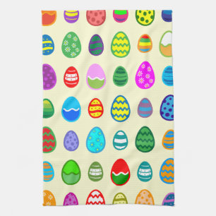 Colourful and beautiful Easter egg pattern Tea Towel